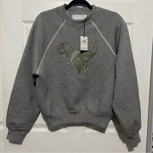 💗 *NEW* Limited‎ Edition- Gray Coach Women Sweater with Glitter Dinosaur Design